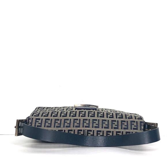Vintage Fendi Zucchino Navy Blue FF Monogram Baguette Shoulder Bag - Picture 7 of 12